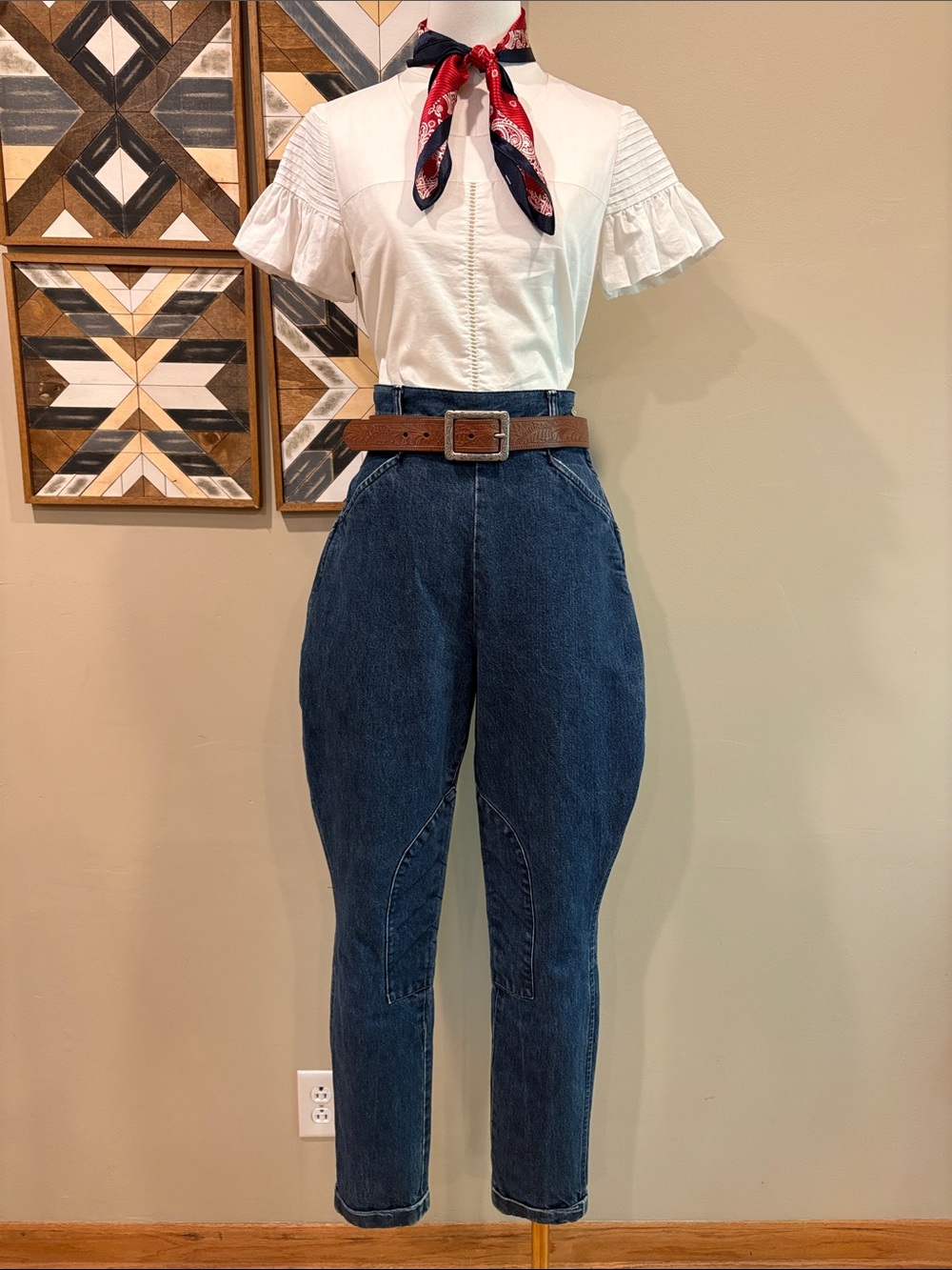 Vintage Ralph Lauren Country Denim Blue Western Equestrian Bubble Jeans size 8